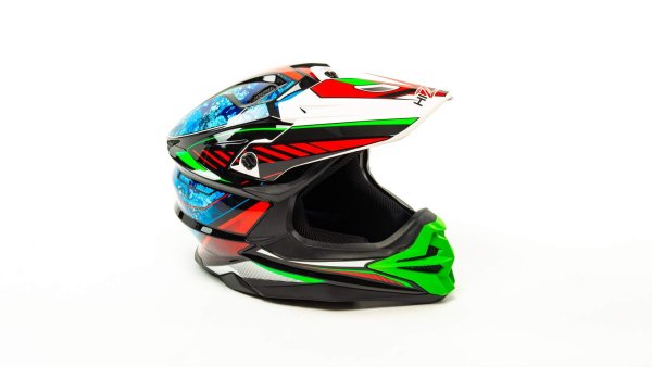 Шлем мото кроссовый HIZER J6803 #6 (L) BLACK/BLUE/GREEN