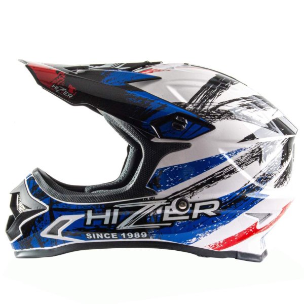 Шлем мото кроссовый HIZER J6805 #1 (M) black/white/blue